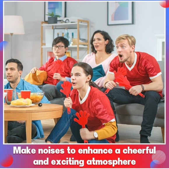 Large Red Hand Clappers Noise Makers Sporting Events Party Supplies Set of 4 - Picture 3 of 8
